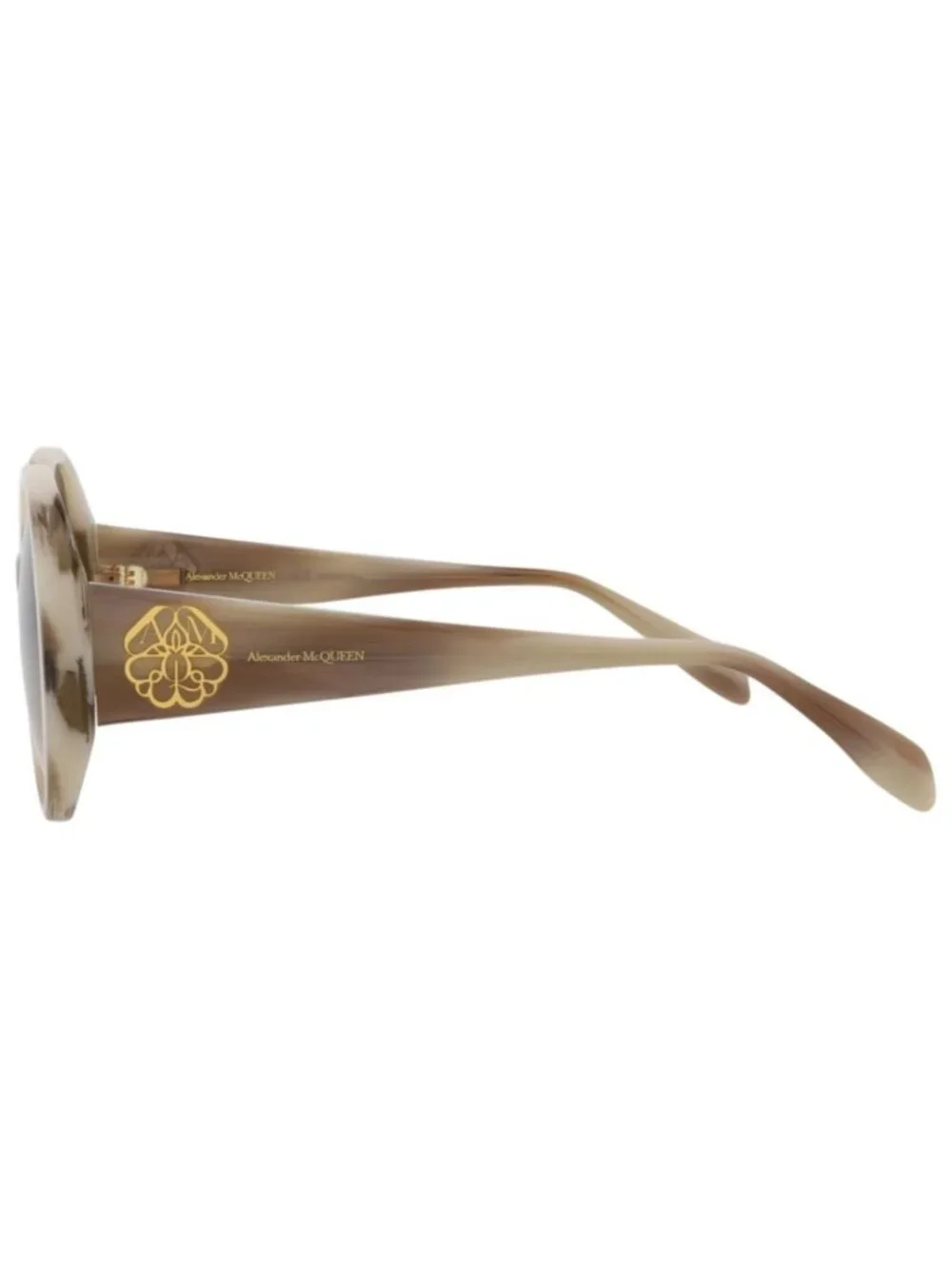 New Alexander McQueen Women's Sunglasses Round Oval Acetate Frame Ivory Ivory